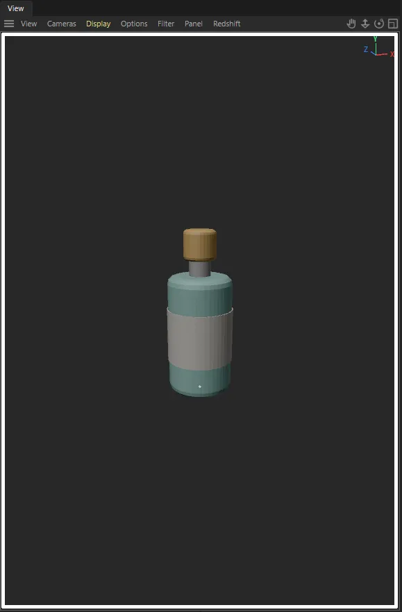 The viewport during a solo: the soloed bottle alone on the solo background colour, with a white border round the edge of the view